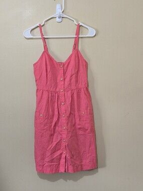 Aerie Pink Linen Cotton Blend Dress